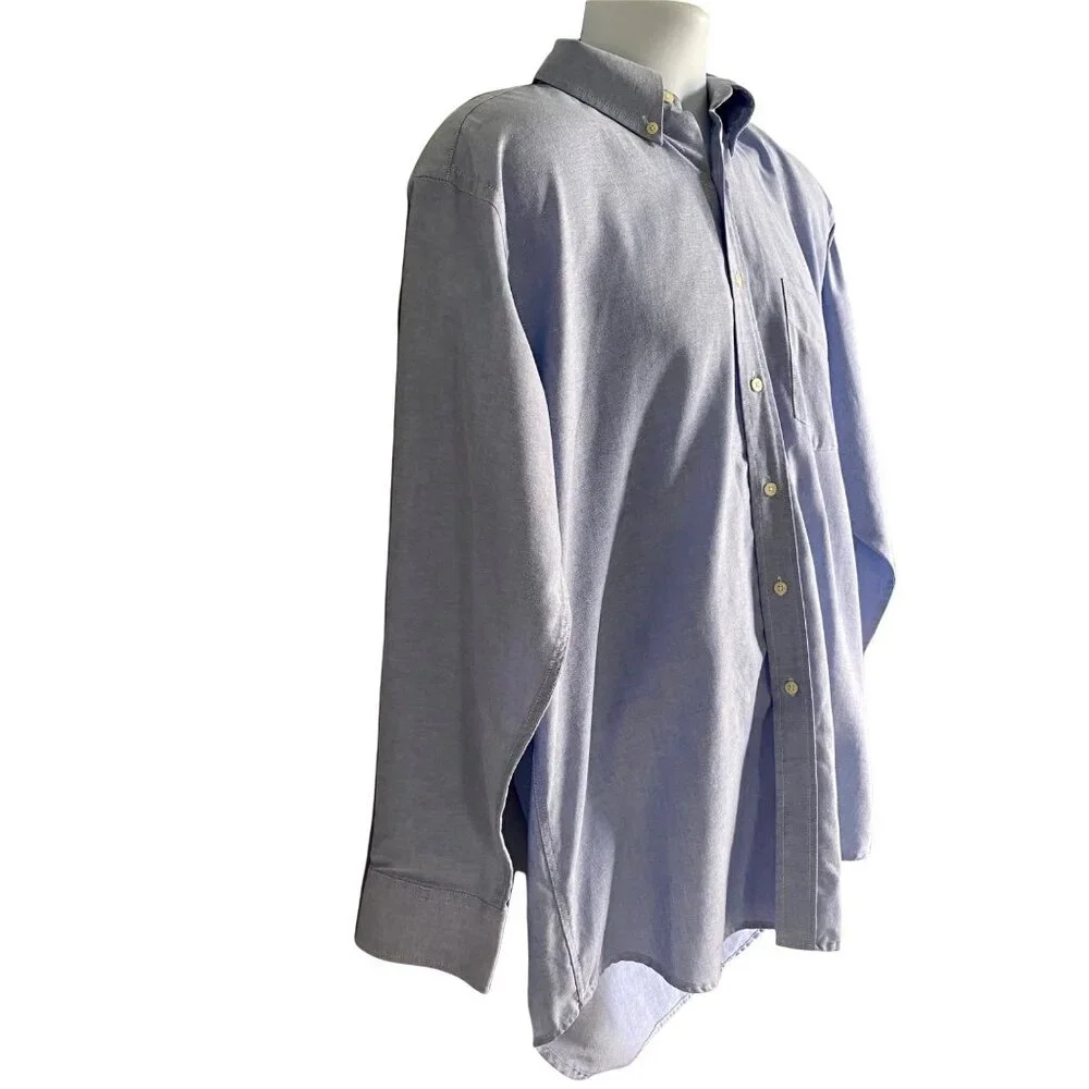 Deansgate Men's Blue Long Sleeve Button Down Shirt Neck 16.5 - Picture 3 of 9